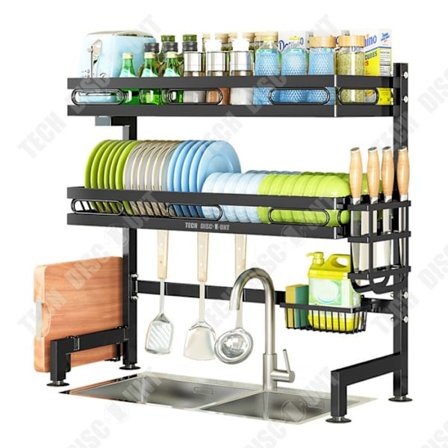 Diskställ - TECH DISCOUNT - Tallrikshylla - Kolstål - Multifunktionell - Svart