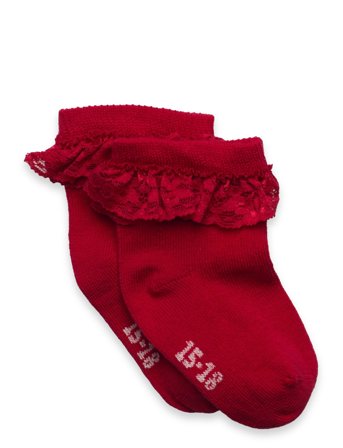 Minymo Ankle Sock W. Lace - Red - 15 8