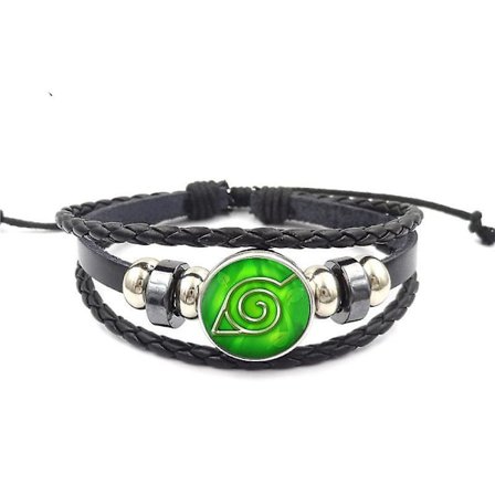 Cartoon söt Naruto armband svart läder färgglada ädelsten armband för barn barn DB