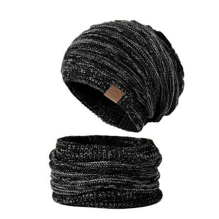 Talvituubihattu ja huivi: Löysä lämmin neulottu tuubihattu miehille ja naisille, kaapeli neulottu kellohattu ja kaulaliina