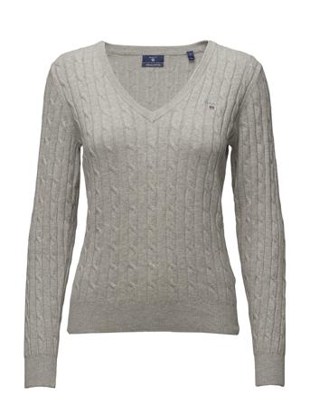 Stretch Cotton Cable V-Neck Villapaita Harmaa GANT