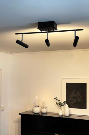 Aneta Lighting ARTIC takspot rett 3-lys, svart, 3 x 6W LED