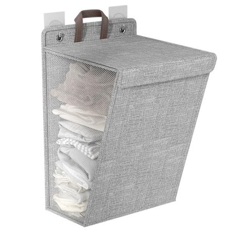 Pyykkikorien, pyykkikori hengittävällä kannella, kokoontaitettava verkkopyykkikori