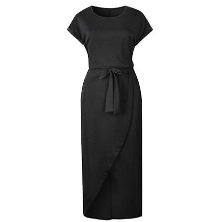 Sexiga Dam O-ringning Kortärmad Klänning Tunika Sommar Strandklänning Casual Damklänning