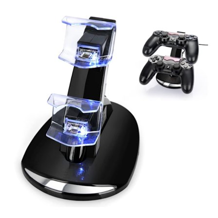 Velegnet til Ps4, Ps4 Slim, Ps4 Pro spilcontroller oplader trådløs controller blåt lys fly dobbelt opladning controller opbevaringsbeslag oplader