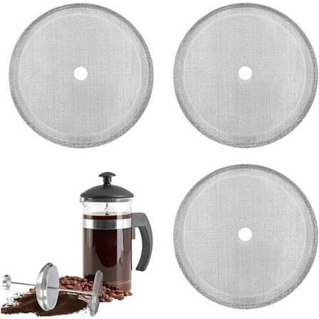 Ersättningsfilter för presskanna, sil för fransk kaffebryggare, rostfritt stål, silver, 10*8,5 cm