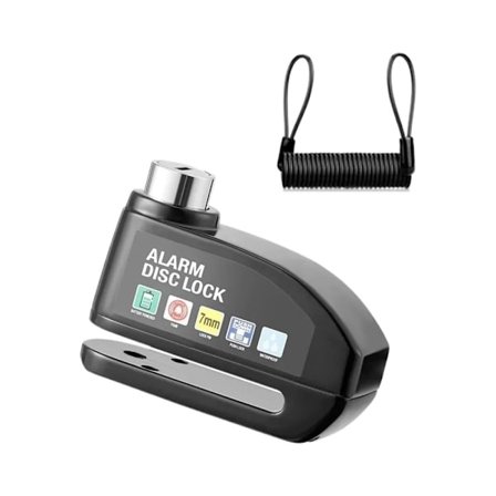 Cykel skivebremselås alarm, elcykellås, motorcykel bremseskive tyverisikringslås, rideudstyr med påmindelseskabel
