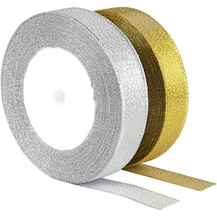 Erä 2 rullaa kultaa ja hopeaa organza nauhaa, 22M x 20MM Decora DXGHC