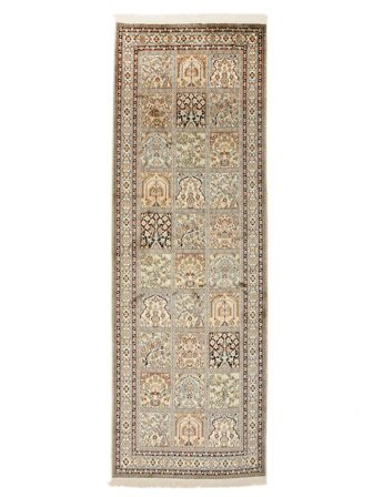 Tappeto Orientale Kashmir Puri Di Seta 77X219 Passatoie Marrone/Arancione (Seta, India)