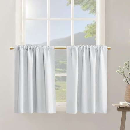 Todelt gardin - 76 x 60 cm, egnet til små gardiner - hvid