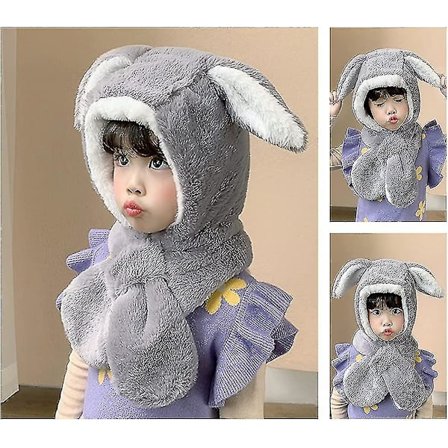Lasten talvipipo ja huivi setti hauska pehmoinen pupu talvihattu joustava lämmin pipo