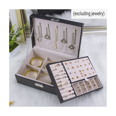 Ett stykke (dobbelt lag svart) smykkeskrinarrangør for kvinner