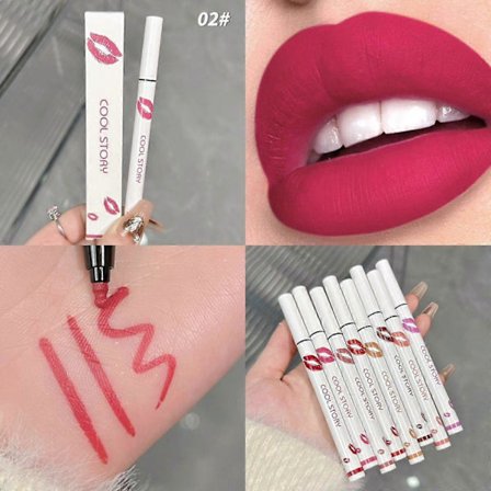 Läppstiftsmarkör, 2 i 1 Flytande Läppstift & Läppenna, Långvarig Vattentät 24 Timmar