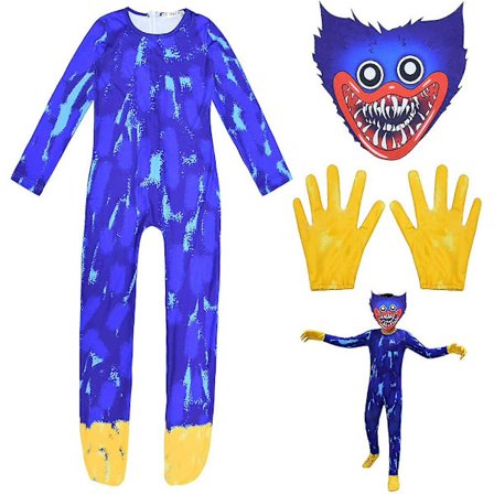5-13 år Poppy Playtime Huggy Wuggy Børnekostume Cosplay Festtøj Jumpsuit Med Maske Handsker