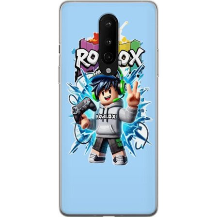 Yhteensopiva Puhelinkuori OnePlus OnePlus 8 Värikäs Roblox-hahmo, jossa ohjain ja energinen splash art -suunnittelu, täydellinen lastenhuoneisiin j