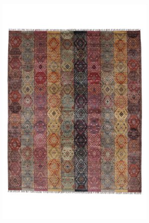 Hand Knotted Shabargan Rug 246X303 Brown/Dark Red