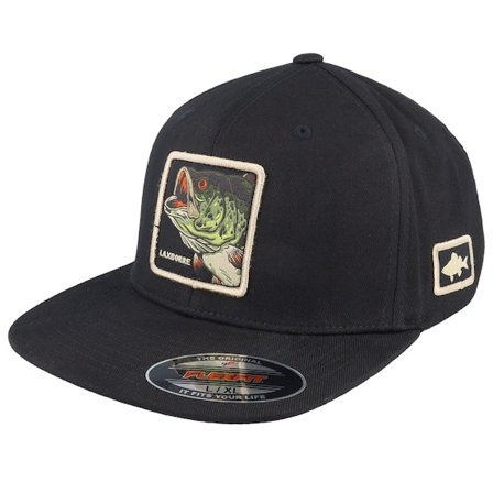 Skillfish - Zwart fitted Cap - Laxborre Flat Brim Black Fitted Flexfit @ Hatstore
