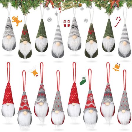 IC Juldekorasjoner Juletrehengende nisser Pynt Håndlagde svenske Nisse-dekorasjoner Plysj Skandinavisk (16 stykker)
