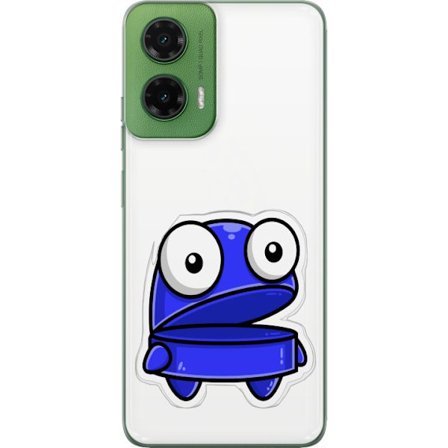 Kompatibel Mobilcover til Motorola Motorola Moto G35 Blå tegneseriefigur med åbent udtryk og store øjne i sjov illustration