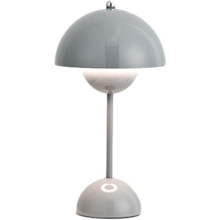Led Blomsterpot Bordlampe Trådløs Batteri Svampe Lampe, Moderne Macaron Lampe Retro Touch Dæmpbar Bordlampe Med 3 Farver Sengetid(grå)