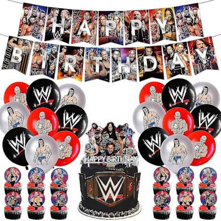 WWE Tema Fødselsdagsfest Tilbehør Wrestling Fest Sæt Papir Girland Banner Kage Topper Balloner Til Voksen Fødselsdag Gaveideer Fest Høj Kvalitet