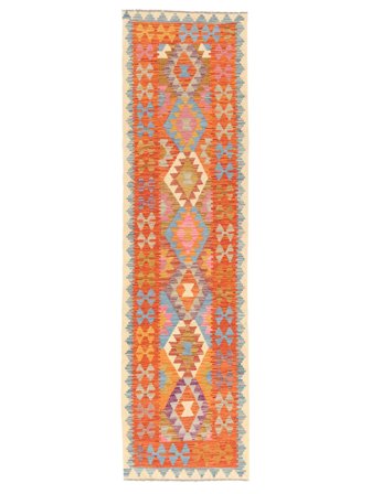 Handgeweven Kelim Afghan Old Style Vloerkleed 78X292 Wol Rood/Bruin Klein