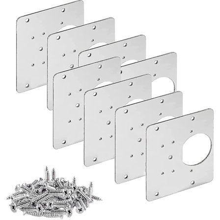 8 stk skap hengsel reparasjonsplate med hull, hengsel reparasjonssett skap hengsler med hull og 32 fester skruer hengsel reparasjonssett for tre, 