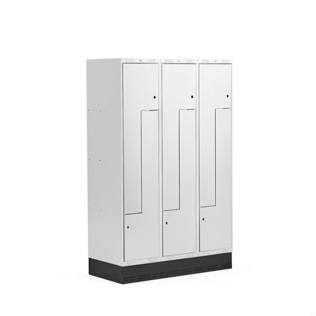 Z-Spind CLASSIC, 3 Module/6 Türen, 1890 x 1200 x 550 mm, grau