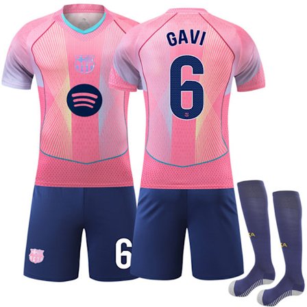 25-26 FC Barcelona Rosa Special Edition NO.6 GAVI Tröjor Barn Vuxen Fotbollskit Med Strumpor NO.6