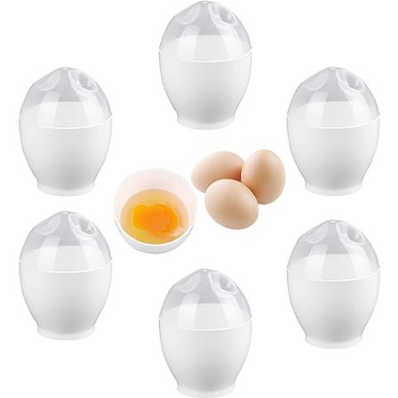 6 st äggpocherare Lätt äggkokare Plast äggpocherare Kokt mikrovågsugn Ägg Mikrovågsugn Panna Non-stick Återanvändbar med lock för att laga perfekta 