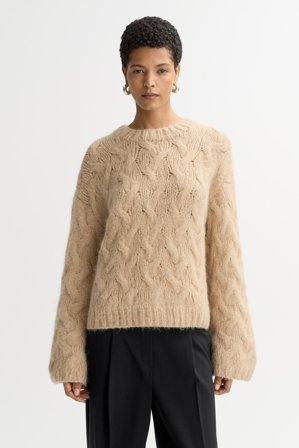 Soft Goat - Chunky cable knit - Women cashmere sweater - M - Light Camel