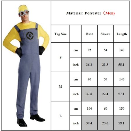 Minions-asu aikuisille ja lapsille, naamiaisasut, cosplay, Itse Ilkimys, poika ja tyttö Mens MensV