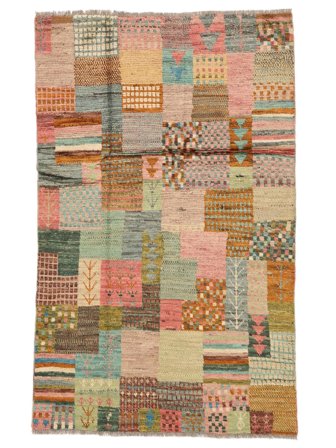 Berber Colourful Rug Hand Knotted 115X182 Brown/Green Afghanistan