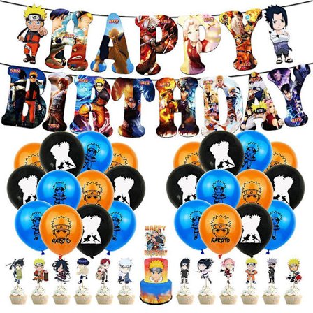 Naruto Anime Manga Tema Bursdagsfest Dekor Banner Ballonger Kake Toppers Sett