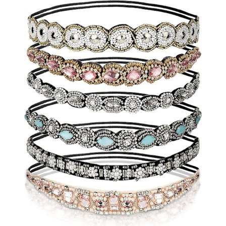 Rhinestone-koristellut joustava hiuspanta, helmihiuspanta
