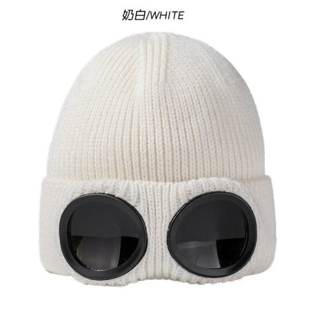 Skiløb Vindtætte Briller Varm Strikket Hue - Hvid