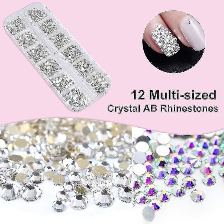 2000 Stycken Multi-Storleks Kristall Ab Rhinestones Med Plockpincett Och Rhinestone-Plockpenna