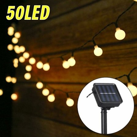 CMODIHI Solcellslinga, Varmvit slinga 50 LED-lampor på 7 meter KLB