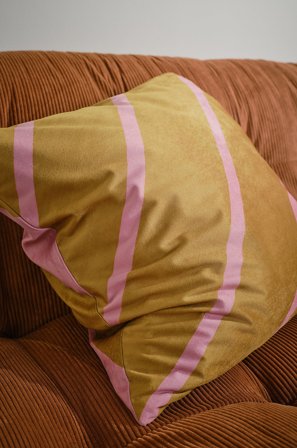 Jotex - Putetrekk i Fløyel 50x50 Cm olivengrønn/rosa - DYLAN - Kjøp Pynteputer & trekk hos Jotex