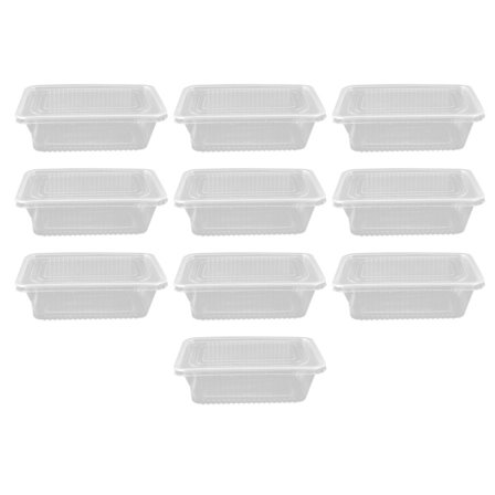 10 st Mikrovågsugnsbara Engångsmatlådor 750ML Transparent Rektangulär Matbehållare med Lock