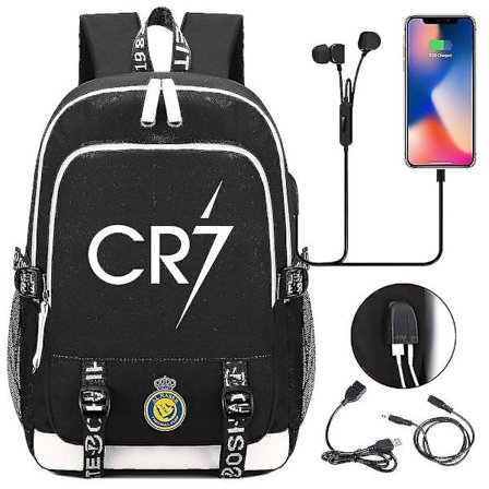 Cr7 Ryggsäck För Tonåringar Med Laptopfack, USB-Laddningsport, Multifunktionell Design, Vattentät Skolväska Med Stor Kapacitet - Perfekt Ryggsäck