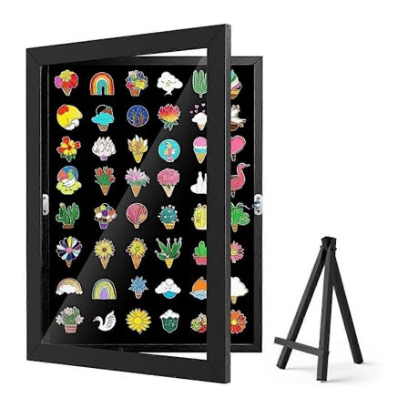 Emalje Pin Display Case, 32,8 x 24 x 3 cm Pin Samling Display til Væg og Bordplade Display, Sort Pin Display Board-Perfekt