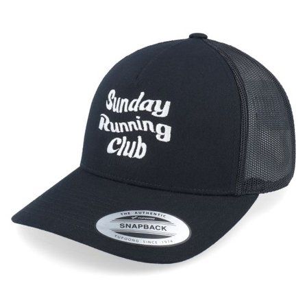 Iconic - Svart trucker Keps - Sunday Running Club Black A-frame Trucker @ Hatstore