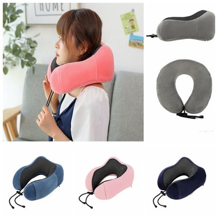 Memory Foam Travel Pillow Neck Support Cushion PINK