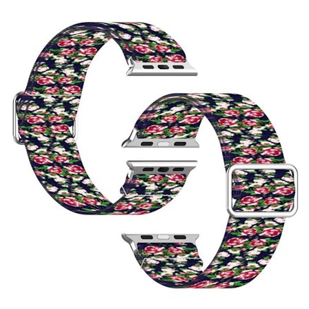 Apple Watch Series 6 / 5 40mm elastic nylon pattern watch band - Blue Rose