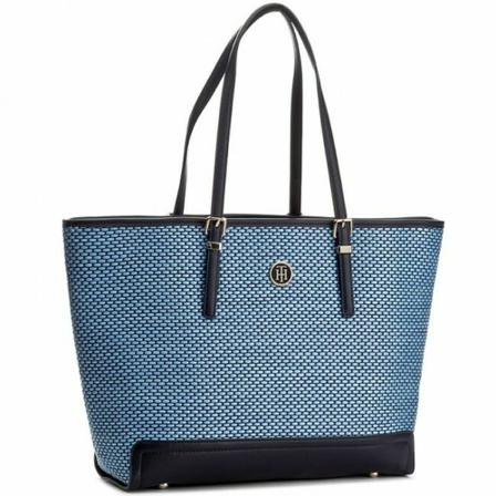 Tommy Hilfiger Borsa Honey Ew Totw Woven Raffia 910 , Blauw , Dames , Maat: ONE Size Shoppers