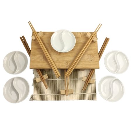Sushi-serveringssæt - større nem fem gæster + Ying/Yang