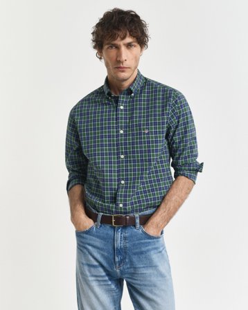GANT Herren Regular Fit Classic Popeline Hemd mit Karomuster (M) Grün
