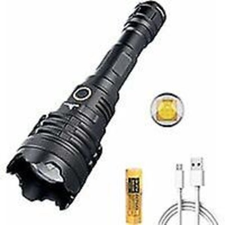 Super Bright Xhp110 LED-lommelykt - 20000 lumen - Lommelykt med zoom - Oppladbar USB - 5 moduser - Kraftig taktisk lommelykt