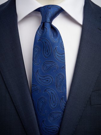 John Henric Men's Blaue Paisley Krawatte Size 7,5